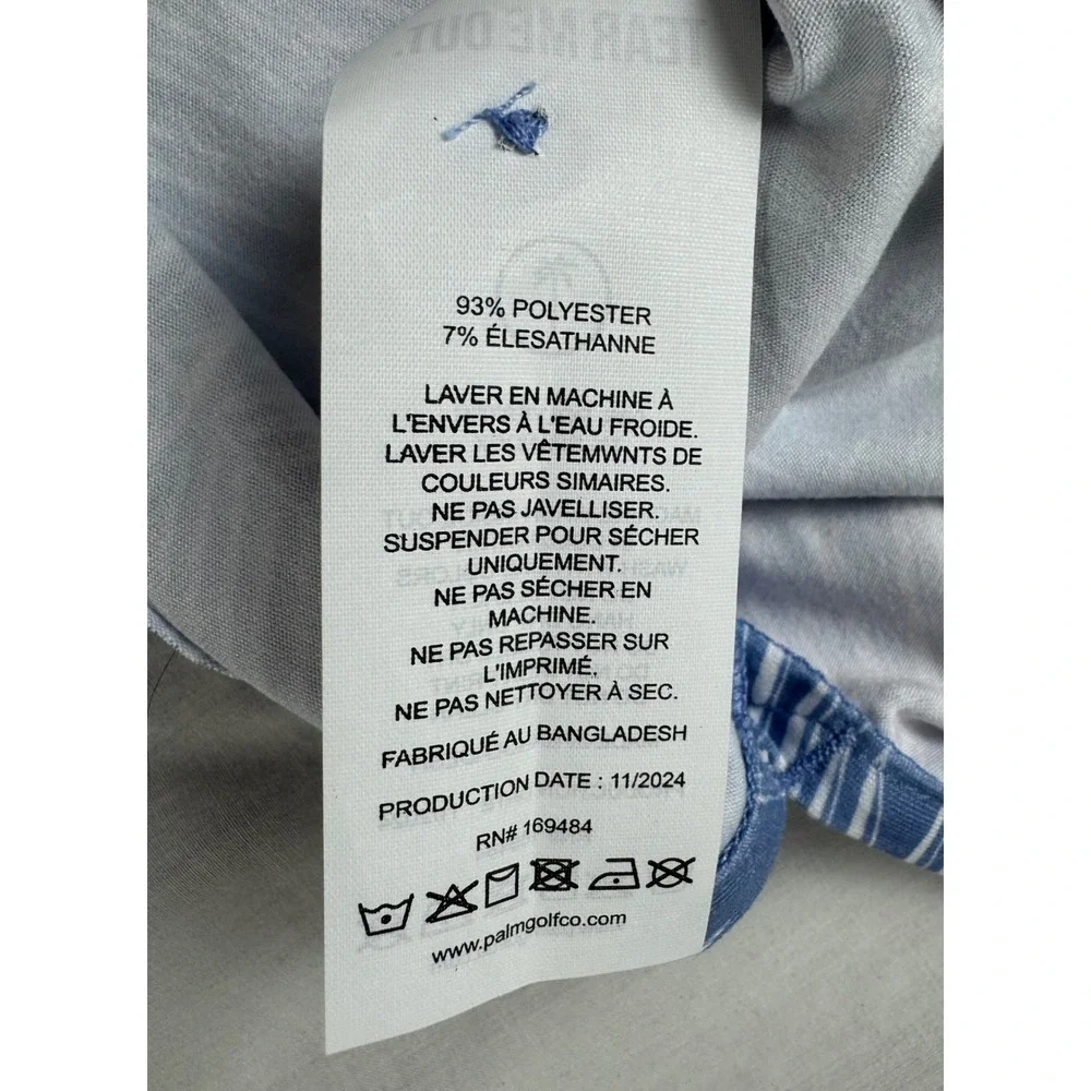 Palm Golf Co Overlook Polo Ashleigh Blue Tropical Palm Leaf Golf Shirt Mens L - Picture 8 of 13